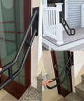 Heavy Duty U Shaped Handrails For Outdoor Steps Built From Solid Wrought Iron With Black Powder Coat Wall Mount Safety Grab Bars, 25 inch grip.