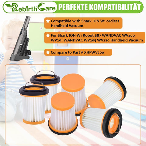 12 Pack WV201 Filter Replacement For Wandvac ION W1 S87 Cordless Handheld Vacuum Go-To Filter With High Efficiency Performance