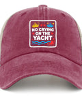 Lightweight Washed Cotton Trucker Hat For Women And Girls Deep Rose Adjustable Strap Dad Cap with yacht design patch
