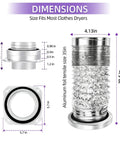 Magnetic Quick Connect Dryer Vent Hose Kit dimensions for tight spaces, showing duct size and clamps.
