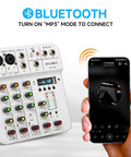 4 Channel Mini Audio Mixer With USB Bluetooth And 48V Phantom Power Reverb Dope Compact Soundboard with phone display