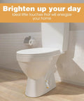 Adorable Ceramic Duck Toilet Bolt Covers Two Pack Decorative Screw Caps With Slick White Finish And Universal Fit adds charm to a white toilet.
