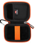 Open Rugged EVA Golf GPS Case For Bushnell Phantom 2 And 3 Slope And Swami KISS 2.0, black interior with orange accents, shockproof design.