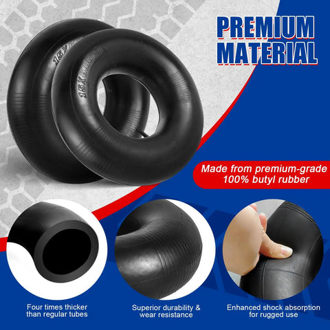 Heavy Duty 15x6.00-6 Inner Tubes With TR-13 Straight Valve Stem For Lawn Mowers, ATVs, Wheelbarrows, Extra Thick Butyl Rubber