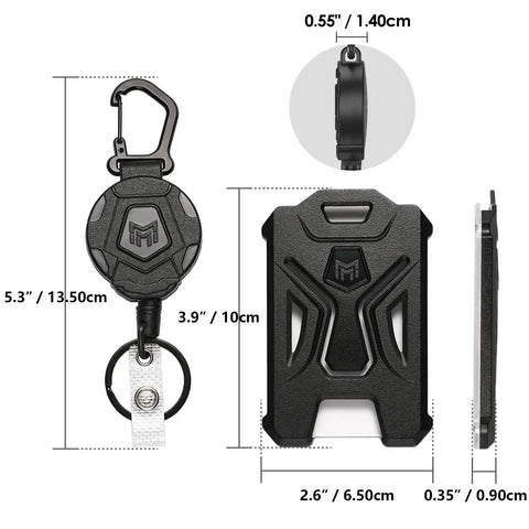 Heavy Duty Retractable Badge Holder With Carabiner Clip And Keychain Reel 31.5 Inch Extendable ID Card Holder For Work dimensions.