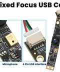 Image showing 8MP Ultra HD USB Camera With Built In Microphone For 3D Printers, Crystal Clear 3264x2448 At 30fps, 105 Degree Wide Angle, components highlighted.