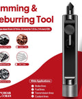 Amazon rimming and deburring tool for tubing 3/16–1/2 in; stainless steel, copper, mild steel, PVC, aluminum.