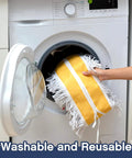 Pro Grade Heavy Duty 2 Pack Industrial Dust Mops With Swivel Heads And Extended Handles in washing machine for cleaning.