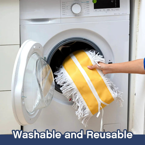Pro Grade Heavy Duty 2 Pack Industrial Dust Mops With Swivel Heads And Extended Handles in washing machine for cleaning.
