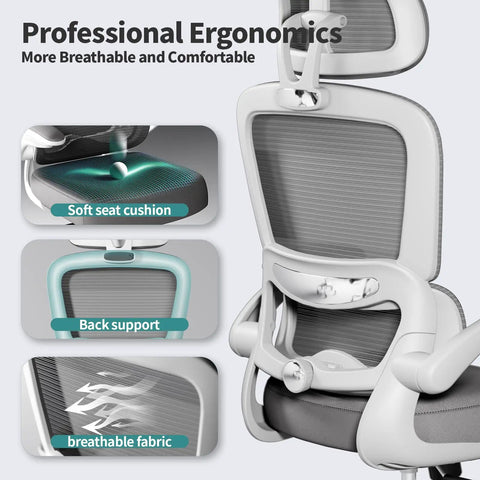 Ergonomic Home Office Chair With Mesh Back And Adjustable Lumbar Support Wheels Breathable Desk Chair For Long Hours