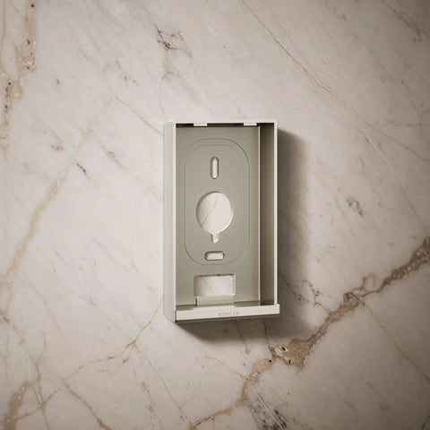 DTV Plus Interface Mounting Bracket For Surface Install In Vibrant Brushed Nickel Finish on marble wall
