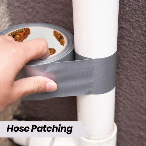 Heavy Duty Duct Tape 1 Point 88 Inch Wide By 90 Feet Waterproof No Residue Hand Tear Bond patching a hose on a pipe