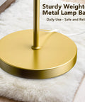 Industrial Floor Lamp With Light Bulb Included, brushed gold metal base on soft rug, for modern home decor
