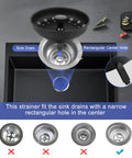 3 Pack Stainless Steel Kitchen Sink Drain Strainers With Black Powder Coat Finish Anti Clogging Basket Stopper