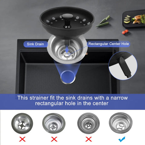 3 Pack Stainless Steel Kitchen Sink Drain Strainers With Black Powder Coat Finish Anti Clogging Basket Stopper
