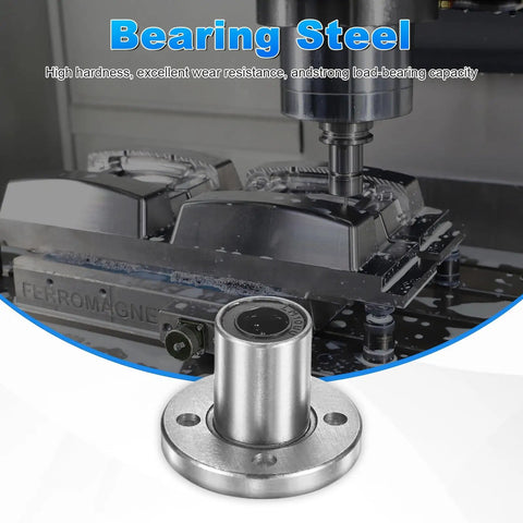 LMK10UU Linear Ball Bearings 10mm Bore 19mm OD 29mm Long Round Flange Bushing on CNC machine, double rubber sealed for 3D printer.