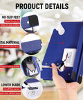 No Sweat Heavy Duty Bag Sealer With Razor Edge Trimmer And Six Pack Assorted Color Rolls - Rock Solid Steel Poly Tape Dispenser close-up details.