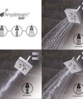 Polished Chrome Kubos Anystream High Pressure Adjustable 2.5 GPM Shower Head With 360 Degree Anystream Technology spray modes