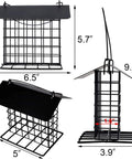 Outdoor Suet Feeder Hanging Cage Weatherproof Metal Suet Holder Squirrel Proof Bird Feeder dimensions and design.