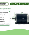 Beefed Up One Quarter HP Electric Fan Motor 1725 RPM 115V 60Hz 48 Frame Open Drip Proof Belt Drive Ball Bearing Reversible Rotation