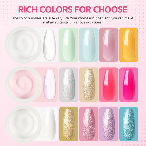 Rich color selection for All-In-One Acrylic Nail Kit For Beginners With Drill And UV Light Includes Glitter Powders Rhinestones Gems And Essential Nail Art Tools For DIY Pro Grade Spa Quality Nails At Home