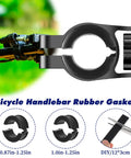 12 Piece Bike Handlebar Gasket Kit With Spacers Anti Vibration showcasing black silicone gaskets on handlebars outdoors