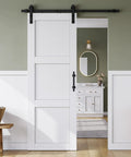 Knockout Farmhouse Style 32 By 84 Inch Sliding Barn Door With 6 Ft Smooth Operator Hardware Track in elegant home setting.