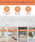 Heavy Duty Commercial Dust Mop With Extended Handle And Thick Cotton Pads for strong moisture absorption and washable use.