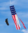 Patriotic Windsock 40 Inch With Embroidered Stars Fade Resistant American Flag Outdoor Decor For Garden with Bald Eagle