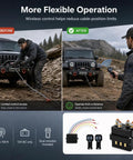 Before and after using 12V Wireless Winch Control Kit with 500A Relay and Dual Remotes for trucks, SUVs, and ATVs winches.