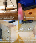 Pro Woodworking Dowel Locator Kit 16 Piece Center Point Dowel Transfer Plugs Set used for aligning drill holes in wood.