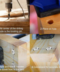 Pro Grade 6pc Dowel Pin Center Set For Precise Alignment In Woodworking And Joinery, Solid Steel Chrome Plated Transfer Plugs usage steps.