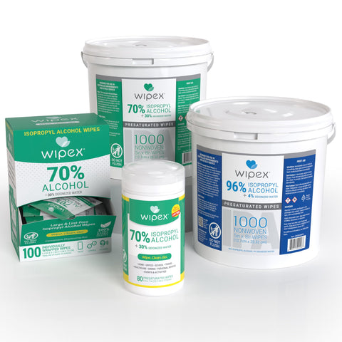 Seventy Percent Isopropyl Alcohol Wipes Bulk Pack Of 2, 2000 Count Total containers with labels and packaging displayed