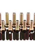 Heavy Duty Hex Nuts And Bolts 608 Piece Kit With Washers Rust Resistant Finish showing gold hex bolts arranged neatly on reflective surface.