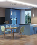 2 Pack Integrated LED Pendant Lights with Bubble Glass and Chrome Finish, illuminating modern kitchen island