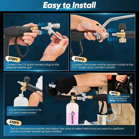 Foam Cannon Dual Connector Accessory For Pressure Washer Kit With Dual Connector And Adjustable Nozzles Installation Steps