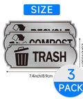 3 Pack Recycle Stickers For Trash Bins Self Adhesive Waterproof Brushed Silver Compost And Recycling Indoor Outdoor Use For Kitchen Office Garbage Cans
