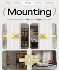 Three Pack Premium Gold Lever Door Handles For Closets And Interiors Heavy Duty Nonlocking Passage Function on white doors.