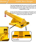 Heavy Duty Forklift Jib Boom Crane With Four Ton Capacity Telescopic Steel Boom For Warehouse Rigging base design showing fork openings and safety features.