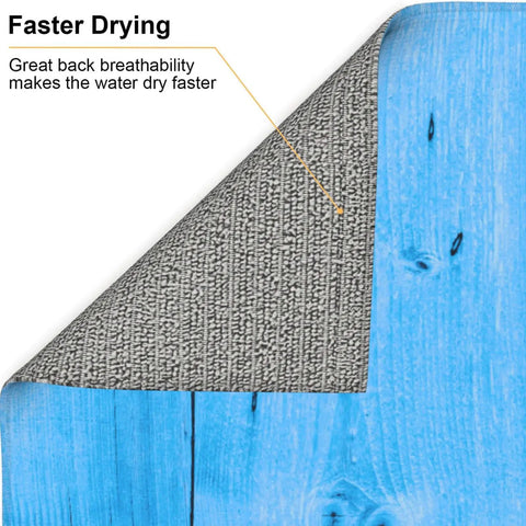 Ultra Absorbent Wood Grain Dish Drying Mat For Kitchen Counter With Microfiber Surface, Machine Washable, 16 By 18 Inches back view.