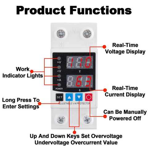 Pro Grade Circuit Breaker With Energy Monitoring And Adjustable Voltage And Current Protection from 1 to 63 Amp AC Disconnect