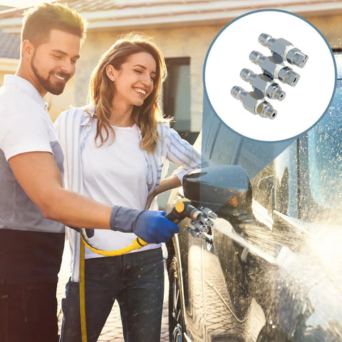 4 GPM High Pressure Washer Nozzle Kit with 4-Way Nozzles and Quick Connect used for washing a car exterior