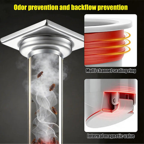 Two Pack Magnetic Drain Plugs With Anti Backflow Valve, Hair Filter, And Silicone Sealing Ring for odor and drainage prevention