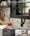 Oil Rubbed Bronze Kitchen Faucet With Pull Down Sprayer Single Handle High Arc Pull Out Spray Head Deck Plate Included cUPC Certified Hose Water Supply And Valve Kit For Easy Durable Kitchen Upgrade being used to wash a tomato in a modern kitchen setting.
