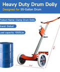 Badass 55 Gallon Drum Dolly Heavy Duty Drum Truck With Reinforced Steel Frame 1000 Lb Capacity for Crushing Warehouse Moves