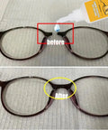 Eyeglasses Temples Repair Glue 20ml Quick Bonding for Metal and Resin Frames before and after repair view with adhesive application.