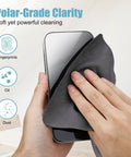 TENOC microfiber cleaning cloth for electronics; gray 6x6 inch cloth used to wipe screens.