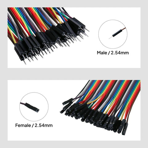 Multicolored Dupont Jumper Wire Kit 120Pcs 8-Inch Cables 40-Pin Male to Female and Male to Male Breadboard Jumpers