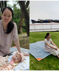 Woman using Pocket Picnic Blanket For Grab And Go Outdoor Fun That Folds Small And Lightweight Sandproof 55 By 60 Inch Beach Mat