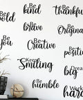 12 Piece Inspirational Wall Decals Set With Peel And Stick Vinyl Quotes Removable Motivational Sayings For Office Nursery Classroom Dorm Teens Black Matte Finish on wall